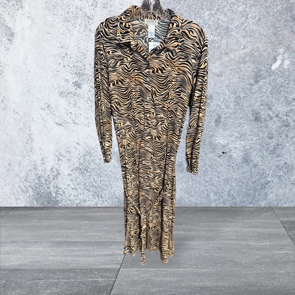 L*Space Tan and Black Cowl Neck Sheath Dress